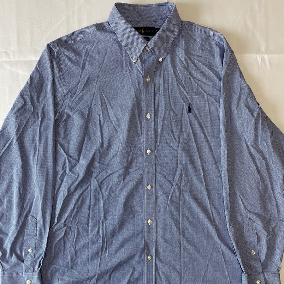 Ralph Lauren Polo Blue/White Oxford Classic Fit Performance Dress Shirt Size XL - Picture 1 of 5